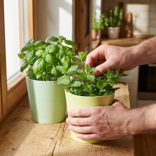 Übertopf aus Papier mit Pflanzfolie Blau/Grün Ø15cm H13cm 4er-Set | Floristik24.at