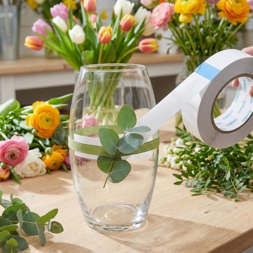 Transparentes doppelseitiges Klebeband aus Acryl 25mm x 25m für Dekoration und Bastelarbeiten | Floristik24.at