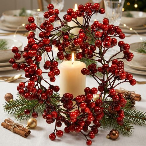 Beerenkranz aus Kunststoff in Rot, Ø 20 cm, Weihnachtsdekoration | Floristik24.at