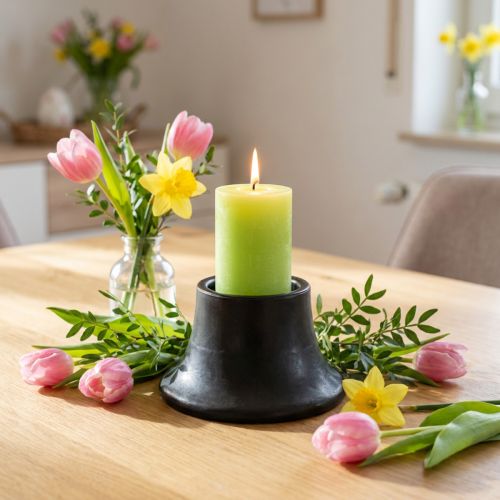 Kerzenhalter Keramik Schwarz Ø12,5cm H7cm | Floristik24.at