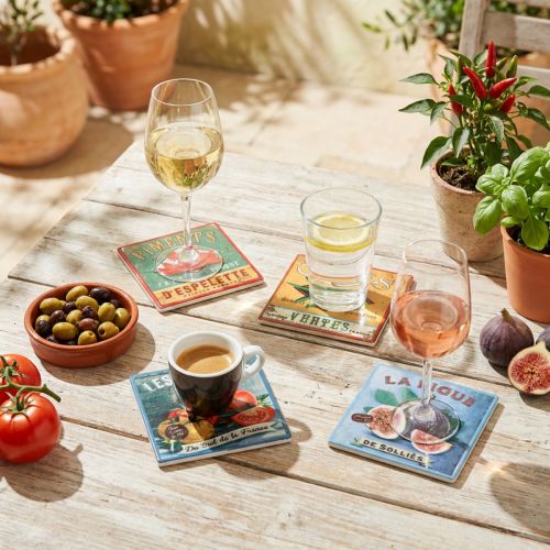 Keramik-Untersetzer Obst und Gemüse 10×10cm 4er-Set | Floristik24.at