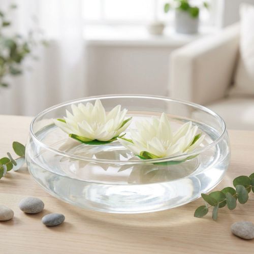 Schwimmende künstliche Seerose aus Textilstoff in Cremeweiß Ø 15cm 2 Stück | Floristik24.at
