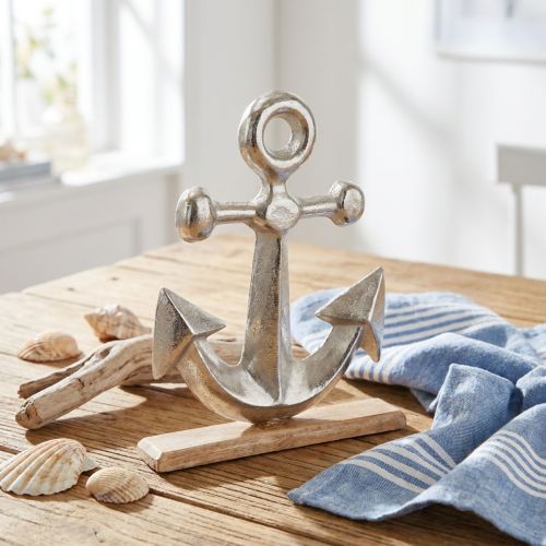 Artikel Dekoanker aus Metall und Holz in Silber und Natur, 25,5 x 5,5 x 31 cm