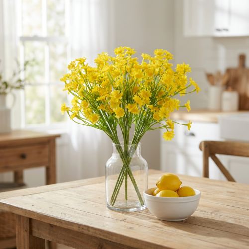 Künstliche Kamille Blumenbund 28cm, 3er-Set, Gelb-Grün | Floristik24.at