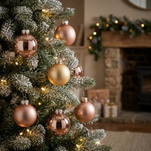 Weihnachtskugeln aus Glas in Gold und Rosé, Ø 4 cm, 24 Stück | Floristik24.at