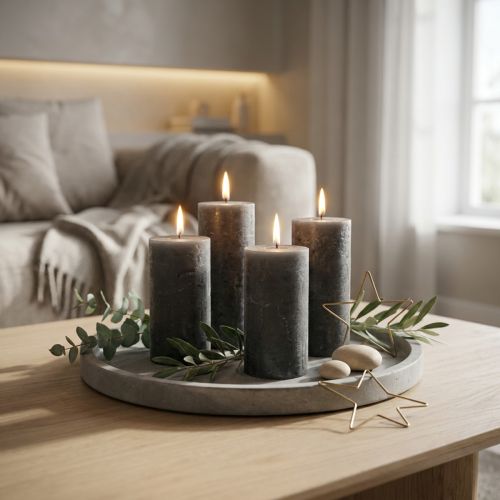 Stumpenkerzen aus durchgefärbtem Wachs Anthrazit 50x100mm 4er Set | Floristik24.at