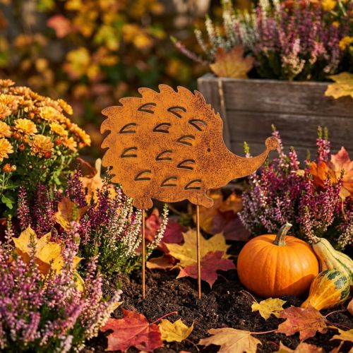Gartenstecker Metall Igel 20cm Rostoptik für Außenbereich | Floristik24.at