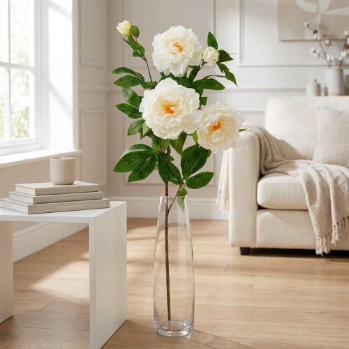Seidenblume Pfingstrose künstlich 135cm Cremeweiß | Floristik24.at