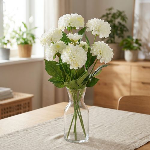 Kunstblumen Dahlien Weiß 50cm künstliche Dekoration | Floristik24.at