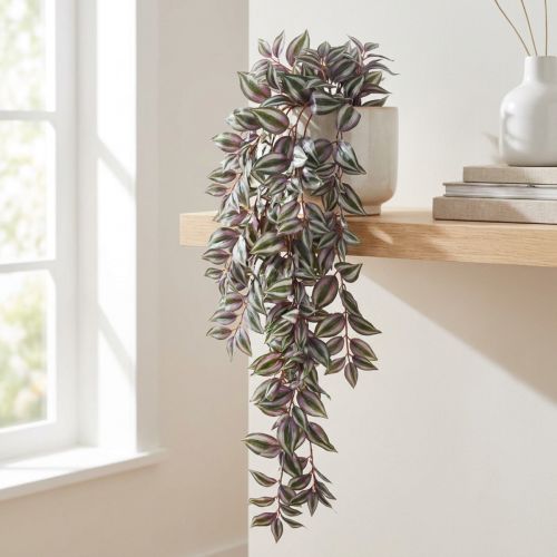 Zebrakraut Künstliche Hängepflanze Tradescantia 90 cm Grün-Lila-Creme | Floristik24.at