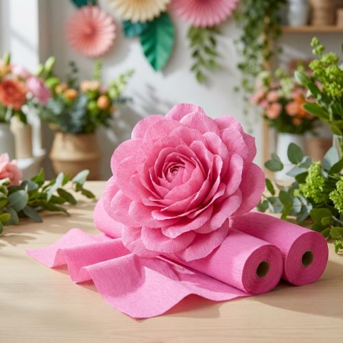 Floristenkrepppapier Pink 10cm x 250cm 128g/qm 2 Rollen | Floristik24.at