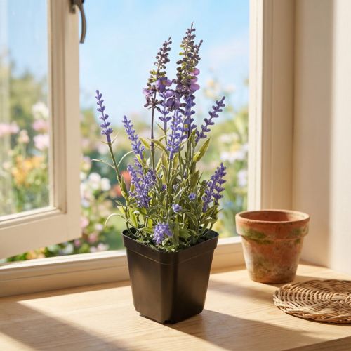 Künstlicher Lavendel im Topf 25 cm Lila-Grün