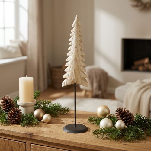 Artikel Holz-Tannenbaum 41 cm aus Naturholz mit Metallaufsteller