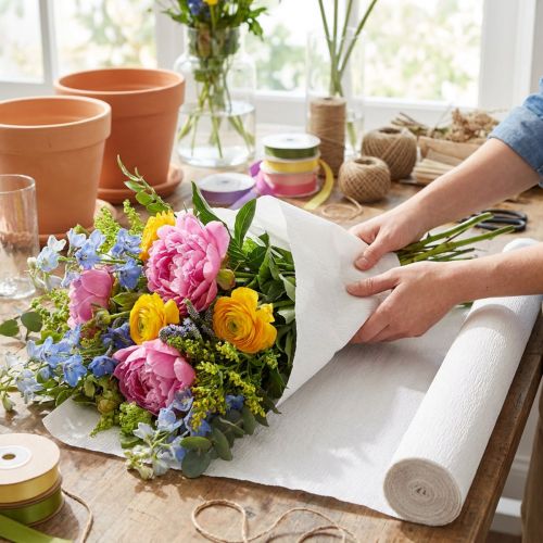 Artikel Floristenkrepppapier Weiß 50×250cm 5 Rollen für Bastel- und Dekorationszwecke