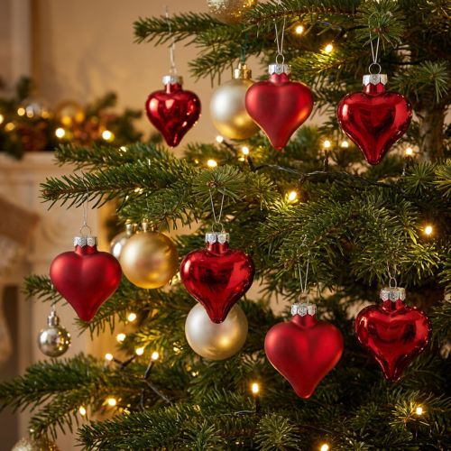 Christbaumschmuck Herzen Rot 3 cm aus Kunststoff mit Glanz und Matt, 22 Stück | Floristik24.at