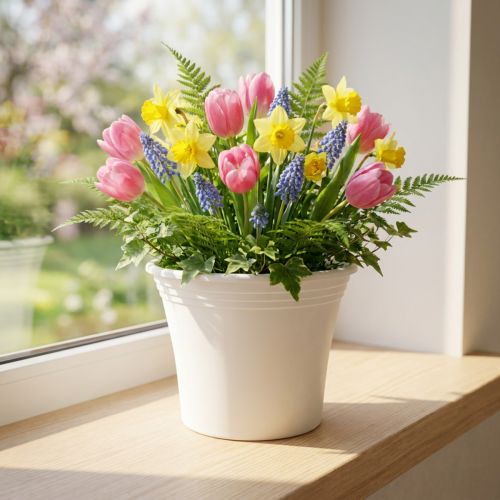 Blumentopf Plastik Weiß Ø17cm H14cm für Innenbereich | Floristik24.at