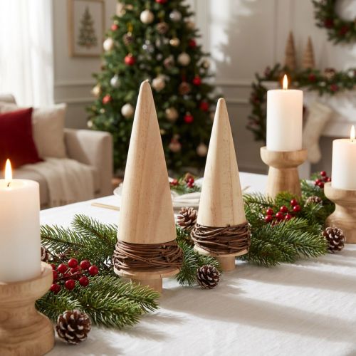 Tannenbaum Holz Natur 18cm 2er-Set Tischdekoration | Floristik24.at
