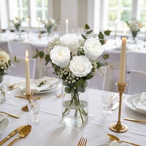 Konservierte Rosenköpfe Ø4–4,5 cm Weiß 8 Stück | Floristik24.at