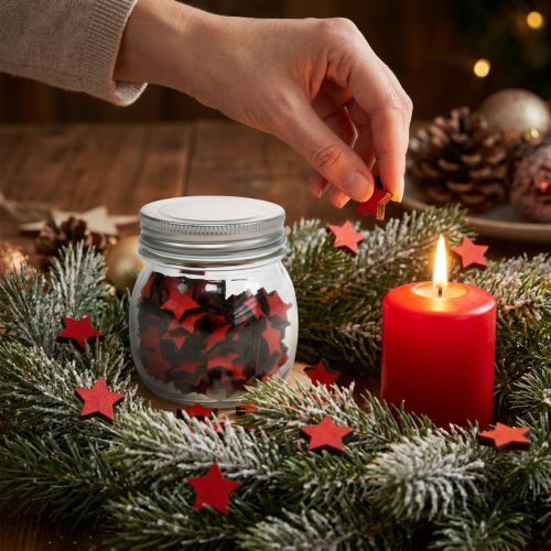 Glasdeko mit roten Holzsternen 9cm | Floristik24.at