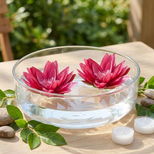 Künstliche Seerose Fuchsia Ø 15 cm als Tischdeko 2 Stück | Floristik24.at
