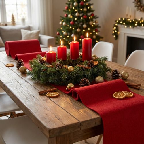 Filzband Schafwolle Rot 15cm x 5m für Dekoration und Bastelarbeiten | Floristik24.at
