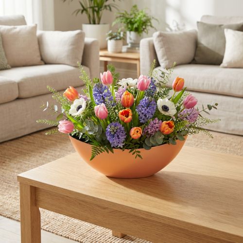 Deko-Schale Pflanzschale Kunststoff Aprikot 39cm x 12cm H13cm | Floristik24.at