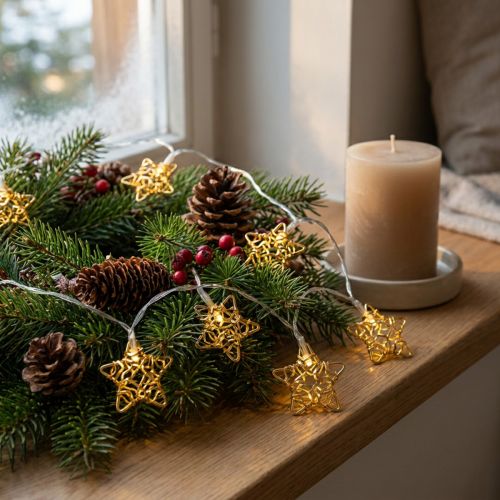 LED Lichterkette Sterne Gold 1,90m für Innen mit Timer | Floristik24.at