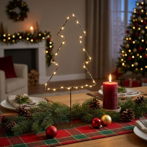 LED Weihnachtsbaum aus Metall 47cm batteriebetrieben für Innen | Floristik24.at