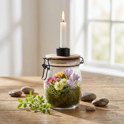 Stabkerzenhalter Deko Glas mit
