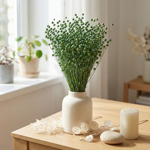 Getrockneter Flachs Grün 50–55cm Naturmaterial für Dekoration | Floristik24.at