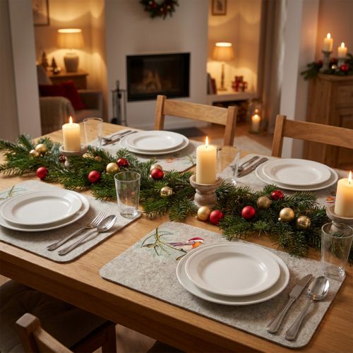 Filzmatte Tischset Rotkehlchen Grau 40×30 cm 4-teilig | Floristik24.at