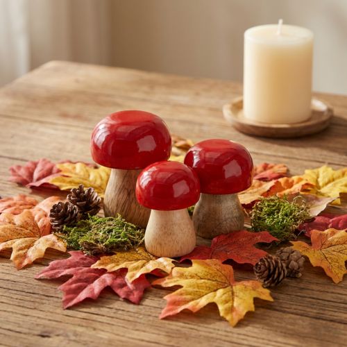 Deko-Holzpilze Rot lackiert Ø4 cm H5 cm, 6 Stück | Floristik24.at