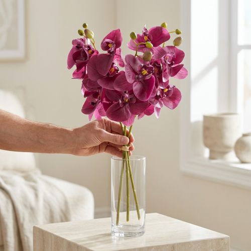 Künstliche Orchideen Lila 56cm Dreier-Set für Wohnraumdekoration | Floristik24.at