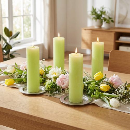 Durchgefärbte Stabkerzen 50x300mm Lime Grün 4 Stück | Floristik24.at