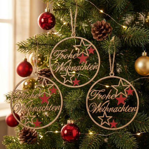Artikel Dekohänger Weihnachten Metall 10,5cm Grün Rot 3 Stück