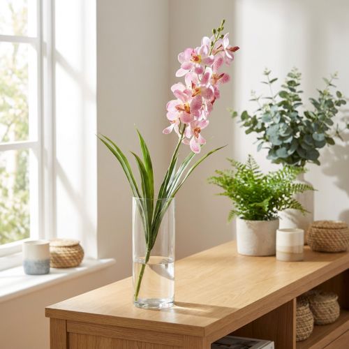 Artikel Künstliche Orchidee Pink Weiß 73cm mit Real-Touch-Effekt