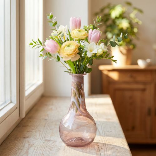 Mini Glasvase aus lila Glas mit Marmorierung, Ø7,5cm, H15cm | Floristik24.at