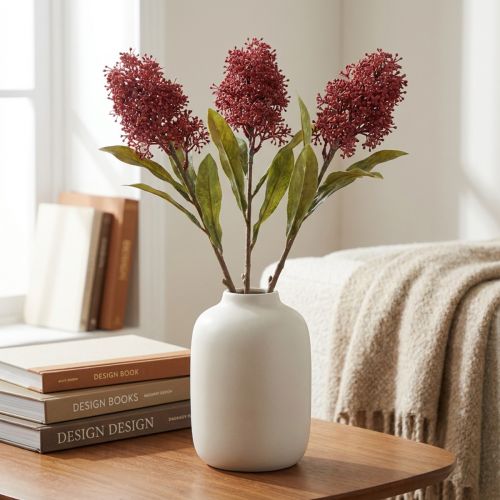 Skimmia japonica Kunstblume DryLook Burgund 59 cm 3St | Floristik24.at