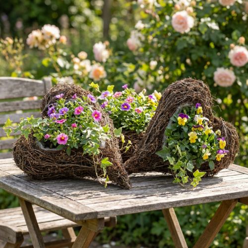 Rebe Pflanzherz Deko-Herz aus Holz und Draht, DIY Geschenkidee, Garten Tischdeko, Wanddeko Herzform, Set 3 Stück 30x20x6cm | Floristik24.at