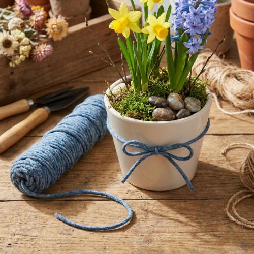 Filzschnur aus Schafwolle und Jute, Blau meliert, 55m | Floristik24.at