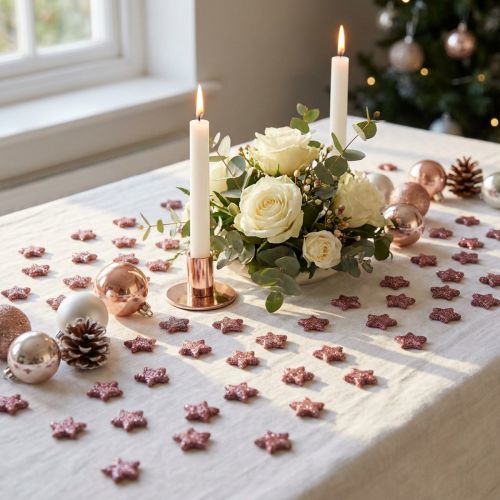 Mini-Streudeko-Sterne aus Kunststoff mit Glimmer in Rosa, 1,5 cm, 144 Stück | Floristik24.at
