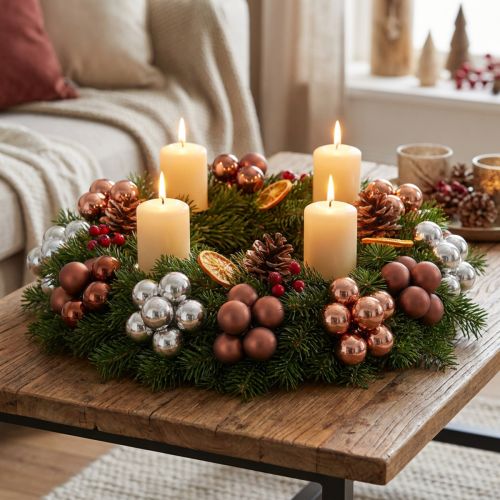 Artikel Mini Weihnachtskugeln aus Glas Silber Apricot am Draht Ø25mm 140 Stück