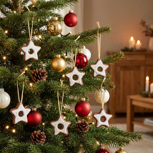 Christbaumschmuck Dekosterne Kunststoff 5cm Braun Weiß 24er-Set für Innenbereich | Floristik24.at