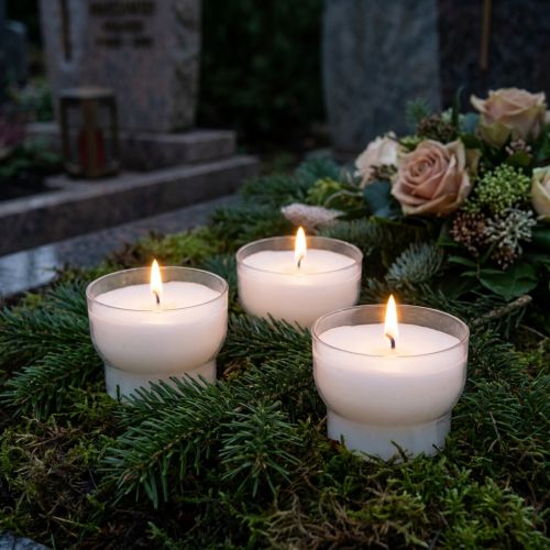 Artikel Weiße Votivkerzen mit klarer Schale Ø4,3 cm 25 Stück
