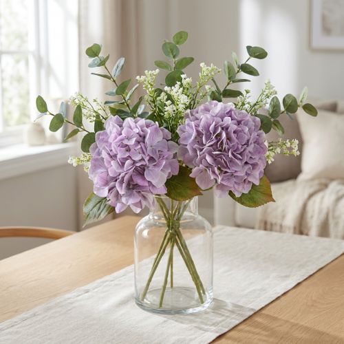 Deko Hortensien künstlich lila Ø18cm 69cm 2 Stück | Floristik24.at