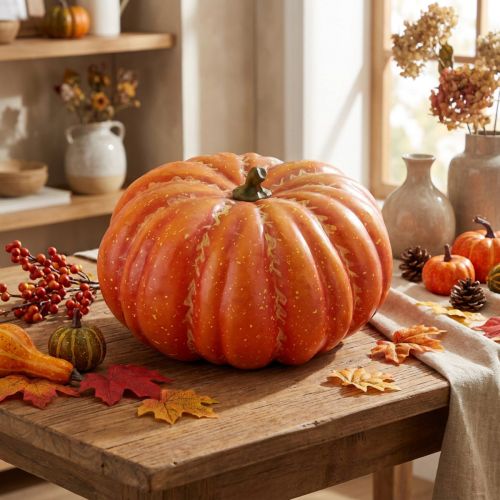 Artikel Kürbis Dekogemüse Kunststoff Ø27cm Orange Herbstdeko