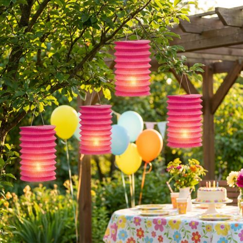 Lampion Laternen aus Papier Pink Ø10cm H13cm 8 Stück | Floristik24.at