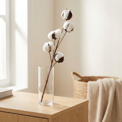 Baumwollzweig Deko Naturmaterial 50cm mit 5 Köpfen | Floristik24.at