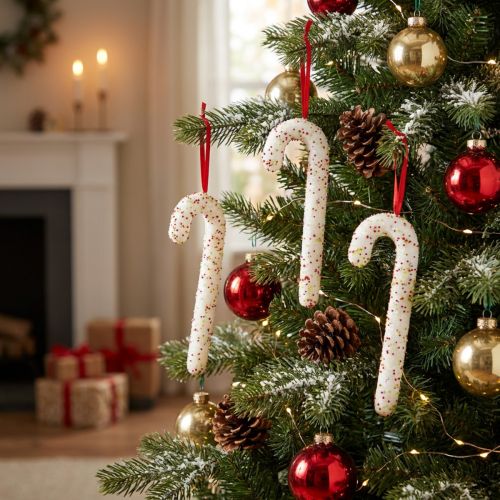 Zuckerstangen Hänger 30cm Weiß Bunt Glitter Kunststoff 4er Set | Floristik24.at