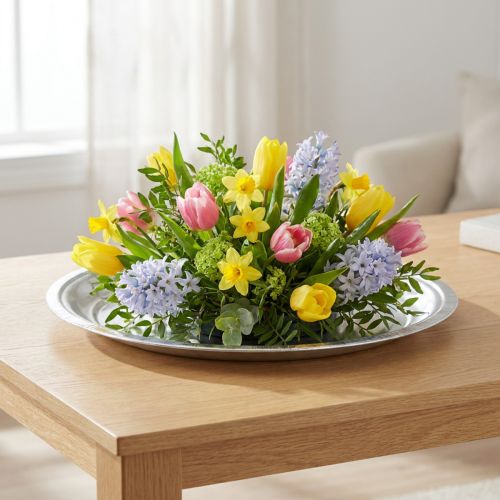 Deko-Teller aus Metall in Silber Ø36cm Höhe 3cm | Floristik24.at